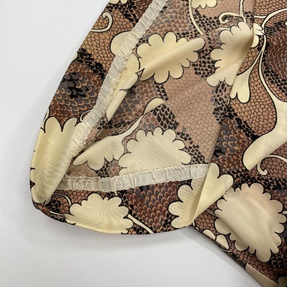 Vintage 70s Brown Printed Belted Dress | Size M-XL - Picture 9 of 11